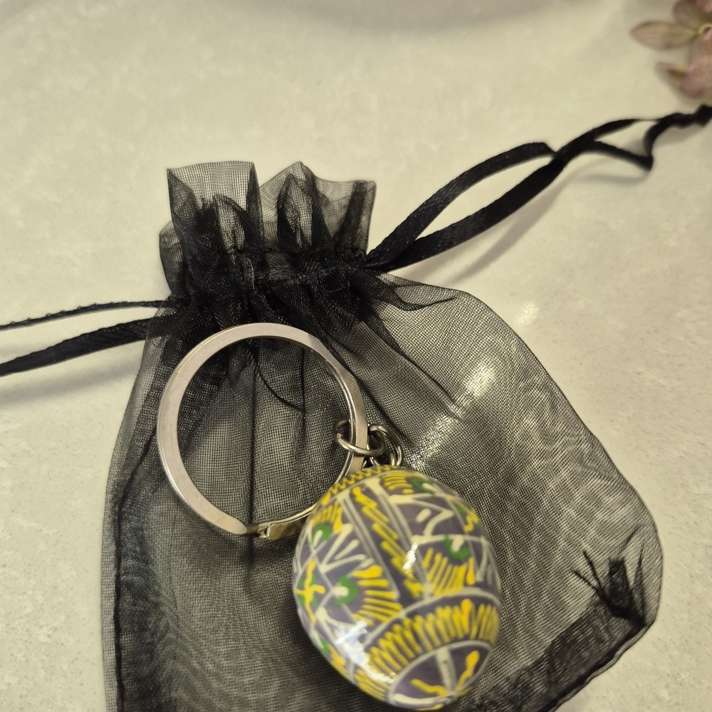 Ukrainian Estaer Egg Keychain with Black Pouch